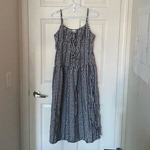 Black & White Cotton Gingham Midi Sundress